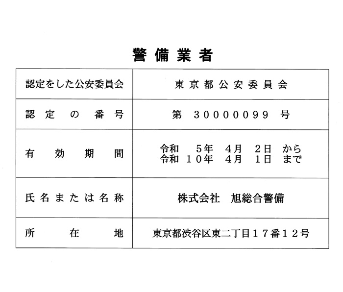 警備認定証